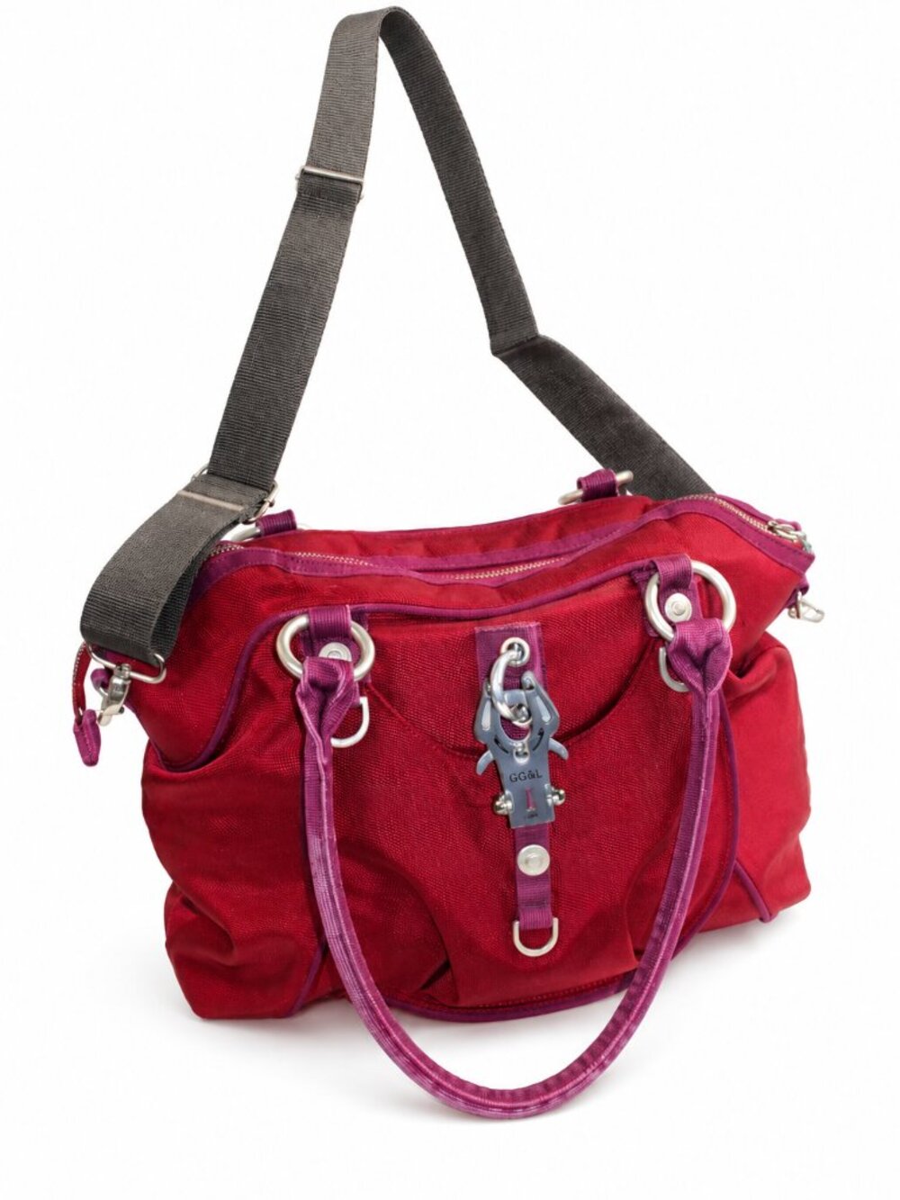 George Gina & Lucy ALL SM;LES Plum Nylon Y2K Satchel Shoulder Bag - Picture 2 of 12